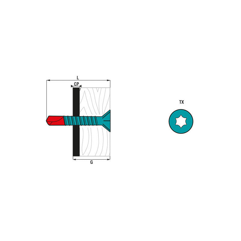  Vis Autoperceuse à Ailettes Scell-it TFAXBM55050 Bi-métal 5,5x50mm